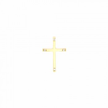 Σταυρός με τέσσερα διαμάντια, κίτρινος χρυσός Κ14