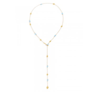 Κολιέ NANIS, Dancing in the rain με milky aquamarine και διαμάντια, κίτρινος χρυσός Κ18