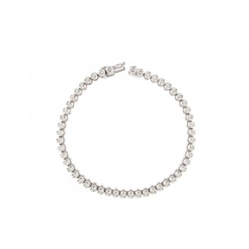 Βραχιόλι ριβιέρα με διαμάντια στρογγυλά, λευκός χρυσός Κ18