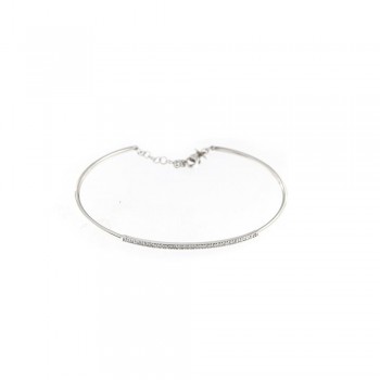 Βραχιόλι σταθερό με μπάρα διαμαντένια, λευκός χρυσός Κ18