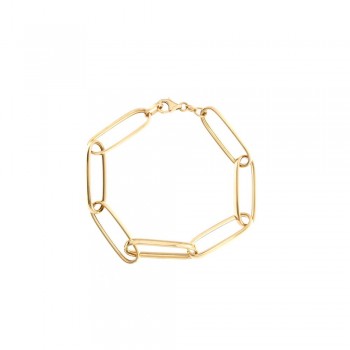Βραχιόλι με παραλληλόγραμμους κρίκους, κίτρινος χρυσός Κ14