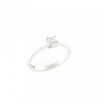 Δαχτυλίδι μονόπετρο με διαμάντι princess cut, λευκός χρυσός Κ18