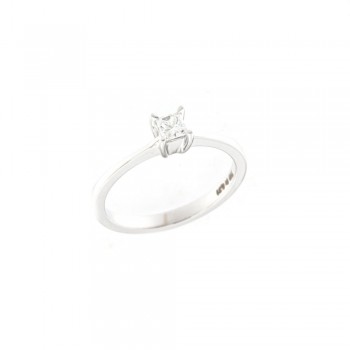 Δαχτυλίδι μονόπετρο με διαμάντι princess cut, λευκός χρυσός Κ18