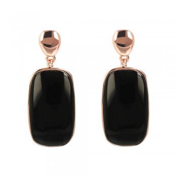 Σκουλαρίκια Bronzallure με μαύρο όνυχα, ροζ επιχρυσωμένο