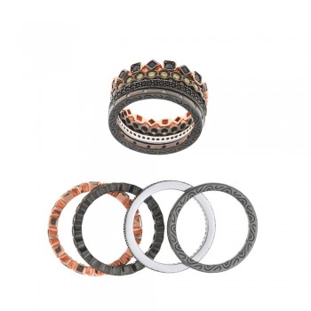 Δαχτυλίδι SALVATORE PLATA σετ με έγχρωμα  κρύσταλλα  ,ασήμι 925 