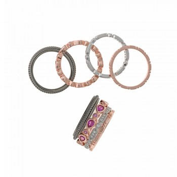 Δαχτυλίδι SALVATORE PLATA σετ με ένχρωμα ζιργκόν, ασήμι 925 