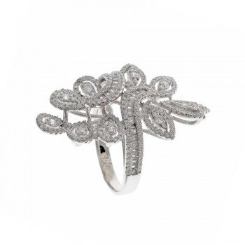 Δαχτυλίδι SALVATORE PLATA με λευκά ζιργκόν, ασήμι 925 