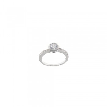 Δαχτυλίδι SALVATORE PLATA με λευκό ζιργκόν, ασήμι 925 