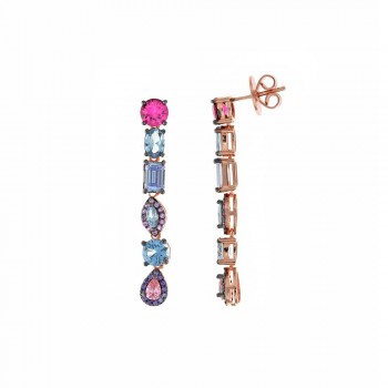 Σκουλαρίκια SALVATORE PLATA με ένχρωμα ζιργκόν, ασήμι ροζ επίχρυσο 925 