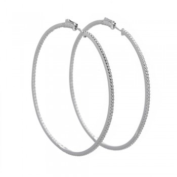 Σκουλαρίκια κρίκος  SALVATORE PLATA με λευκά  ζιργκόν, ασήμι 925 