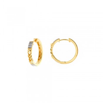 Σκουλαρίκια κρίκος  SALVATORE PLATA με λευκά  ζιργκόν, ασήμι επίχρυσο 925 