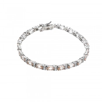Βραχιόλι ριβιέρα SALVATORE PLATA με λευκά-μοργανίτη ζιργκόν, ασήμι 925 