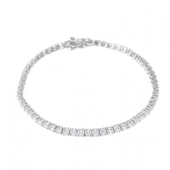 Βραχιόλι ριβιέρα SALVATORE PLATA με λευκά ζιργκόν, ασήμι 925 