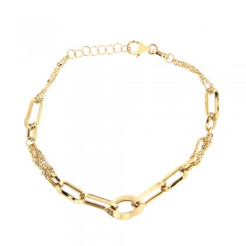 Βραχιόλι με γυαλιστερούς κρίκους, κίτρινος χρυσός Κ14