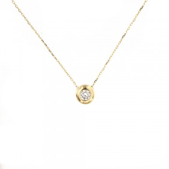 Κολιέ μονόπετρο με λευκό ζιργκόν, κίτρινος χρυσός Κ14