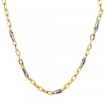Κολιέ αλυσίδα με λεπτομέρια ζιργκόν, κίτρινος χρυσός Κ14