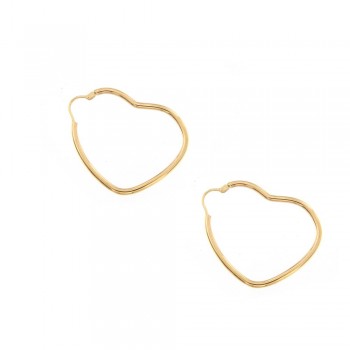 Σκουλαρίκια κρίκος καρδιά, κίτρινος χρυσός Κ14