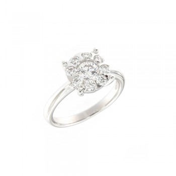 Δαχτυλίδι διαμαντένιο με κέντρο invisible ροζέτα, λευκόχρυσος Κ18