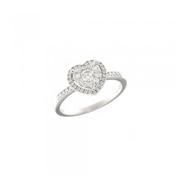 Δαχτυλίδι διαμαντένιο με κέντρο invisible καρδιά, λευκόχρυσος Κ18