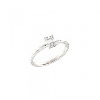 Δαχτυλίδι με baguet cut διαμάντια, λευκόχρυσος Κ18
