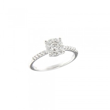Δαχτυλίδι διαμαντένιο με κέντρο invisible ροζέτα, λευκόχρυσος Κ18