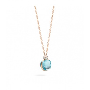 Κολιέ Pomellato Nudo Classic με Sky Blue Topaz και λευκά διαμάντια, ροζ και λευκός χρυσός Κ18 Κολιέ Pomellato Nudo Classic με Sky Blue Topaz και λευκά διαμάντια, ροζ και λευκός χρυσός Κ18