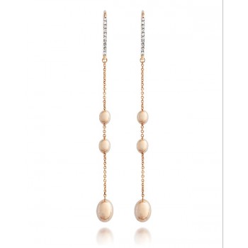 Σκουλαρίκια NANIS, Dancing in the rain, με διαμάντια, ροζ χρυσός K18