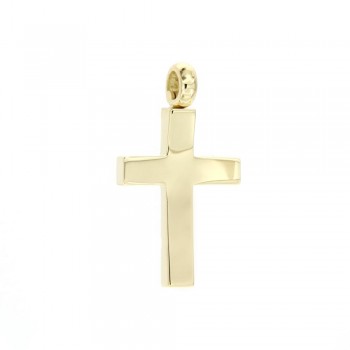 Σταυρός γυαλιστερός, κίτρινος χρυσός Κ14
