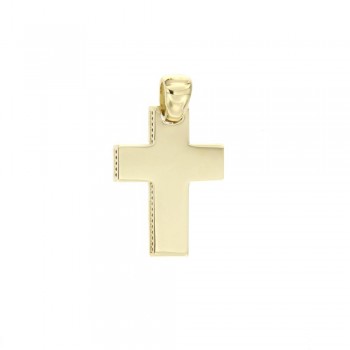 Σταυρός γυαλιστερός, κίτρινος χρυσός Κ14