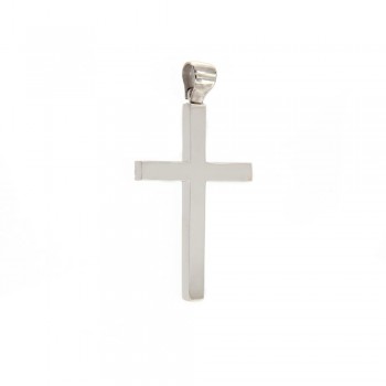 Σταυρός γυαλιστερός, λευκός χρυσός Κ14