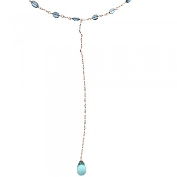 Κολιέ με ημιπολύτιμες πέτρες, ροζ χρυσό Κ18