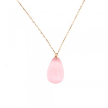 Κολιέ με ημιπολύτιμες πέτρες, ροζ χρυσό Κ18
