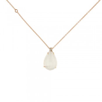 Κολιέ με ημιπολύτιμες πέτρες, ροζ χρυσό Κ18