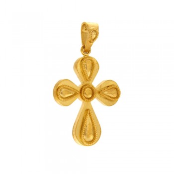 Σταυρός ματ, κίτρινος χρυσός Κ14