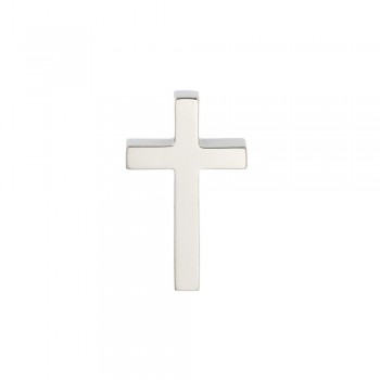 Σταυρός  κυβικός με γυαλιστερή επιφάνεια, λευκός χρυσος Κ18
