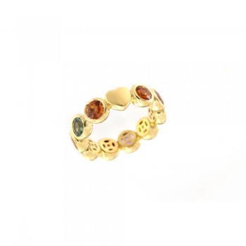 Δαχτυλίδι ολόβερο με πολύχρωμα ζαφείρια, κίτρινος χρυσός Κ18