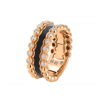 Δαχτυλίδι CASATO gioielli, συλλογή Boutiqu, με μαύρο σμάλτο και διαμάντια, ροζ χρυσός Κ18