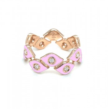 Δαχτυλίδι CASATO gioielli, συλλογή Mikou, με ροζ σμάλτο και διαμάντια, ροζ χρυσός Κ18