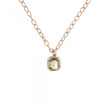 Κολιέ με Prasiolite, ροζ χρυσό Κ9