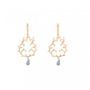Σκουλαρίκια με London Blue topaz, ροζ χρυσό Κ9