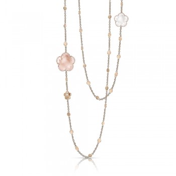 Κολιέ Pasquale Bruni, συλλογή Bon Ton, με ροζ και milcky quartz, ροζ χρυσός Κ18 Κολιέ Pasquale Bruni, συλλογή Bon Ton, με ροζ και milcky quartz, ροζ χρυσός Κ18