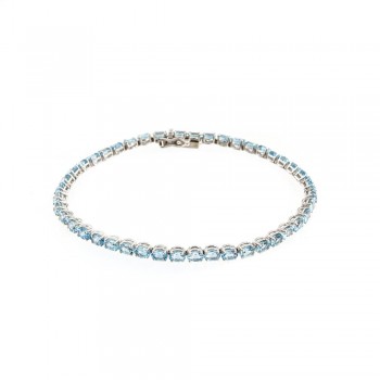 Βραχιόλι ριβιέρα με aquamarine, λευκός χρυσός Κ18