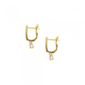 Σκουλαρίκια με λευκά διαμάντια, κίτρινος χρυσός Κ18