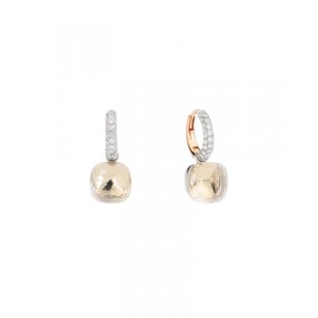 Σκουλαρίκια Pomellato Nudo Classic με διαμάντια και White Topaz, ροζ και λευκό χρυσό Κ18 Σκουλαρίκια Pomellato Nudo Classic με διαμάντια και White Topaz, ροζ και λευκό χρυσό Κ18