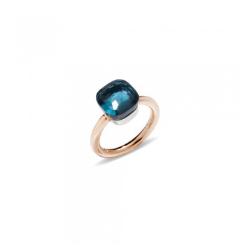 Δαχτυλίδι Pomellato Nudo Classic με London Blue Topaz, ροζ και λευκό χρυσό Κ18 Δαχτυλίδι Pomellato Nudo Classic με London Blue Topaz, ροζ και λευκό χρυσό Κ18