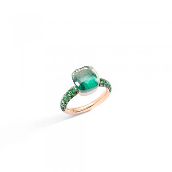 Δαχτυλίδι Pomellato Nudo Classic με Praciolite,Malachite και Tsavorite, ροζ και λευκό χρυσό Κ18 Δαχτυλίδι Pomellato Nudo Classic με Praciolite,Malachite και Tsavorite, ροζ και λευκό χρυσό Κ18