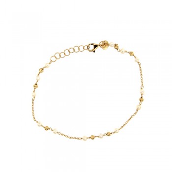 Βραχιόλι με διάσπαρτα μαργαριτάρια, κίτρινος χρυσλος Κ18