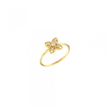 Δαχτυλίδι με λευκά ζιργκόν, κίτρινος χρυσός Κ18
