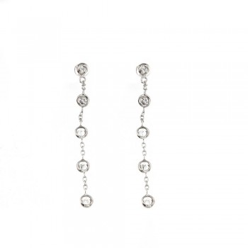 Σκουλαρίκια με λευκά ζιργκόν, λευκός χρυσός Κ18