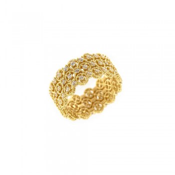 Δαχτυλίδι με λευκά ζιργκόν, κίτρινος χρυσός Κ18